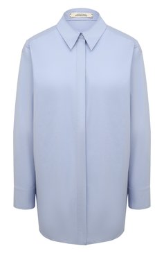 Женская хлопковая рубашка DOROTHEE SCHUMACHER голубого цвета, арт. 048201/P0PLIN P0WER | Фото 1 (Рукава: Длинные; Принт: Без принта; Женское Кросс-КТ: Рубашка-одежда; Длина (для топов): Удлиненные; Материал внешний: Хлопок; Стили: Классический, Кэжуэл)