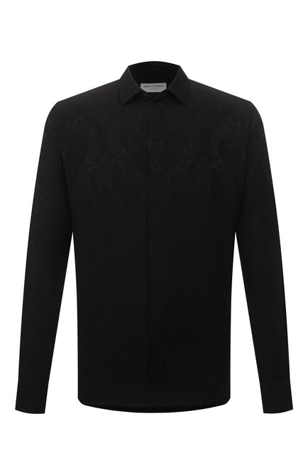 Мужская шелковая рубашка SAINT LAURENT черного цвета по цене 103500 руб., арт. 646850/Y2E59 | Фото 1