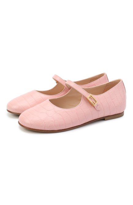 Детские кожаные туфли FENDI розового цвета, арт. JFR321/TC3/27-31 | Фото 1 (Материал внешний: Кожа; Материал внутренний: Натуральная кожа; Девочки-школьная форма: Классическая обувь; Региональные ограничения белый список (Axapta Mercury): RU; Длина стельки: 17,2; высота каблука: 0,8; толщина подошвы: 0,3; ширина носка стельки: 6,1)