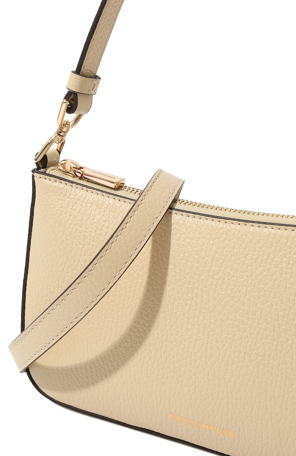 Женская сумка bonheur mini COCCINELLE кремвого цвета, арт. E5 LV3 55 P8 07 | Фото 2 (Сумки-технические: Сумки top-handle; Материал: Натуральная кожа; Размер: mini; Ремень/цепочка: На ремешке)