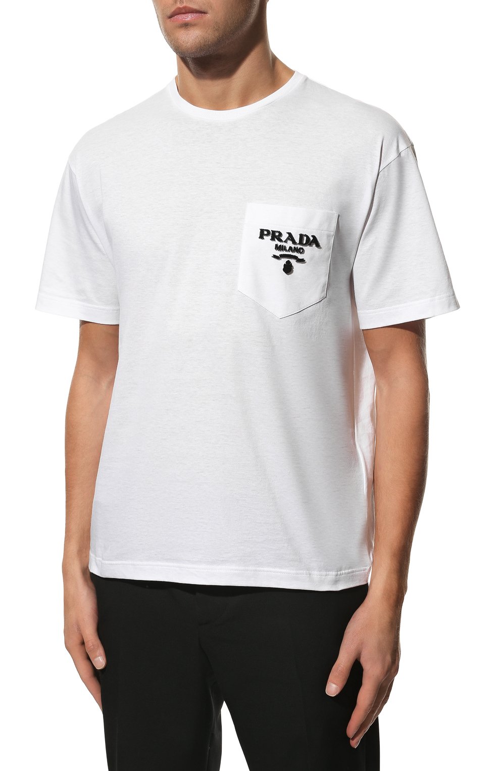 Хлопковая футболка Prada UJN787-1Z53-F0009-221 Фото 3