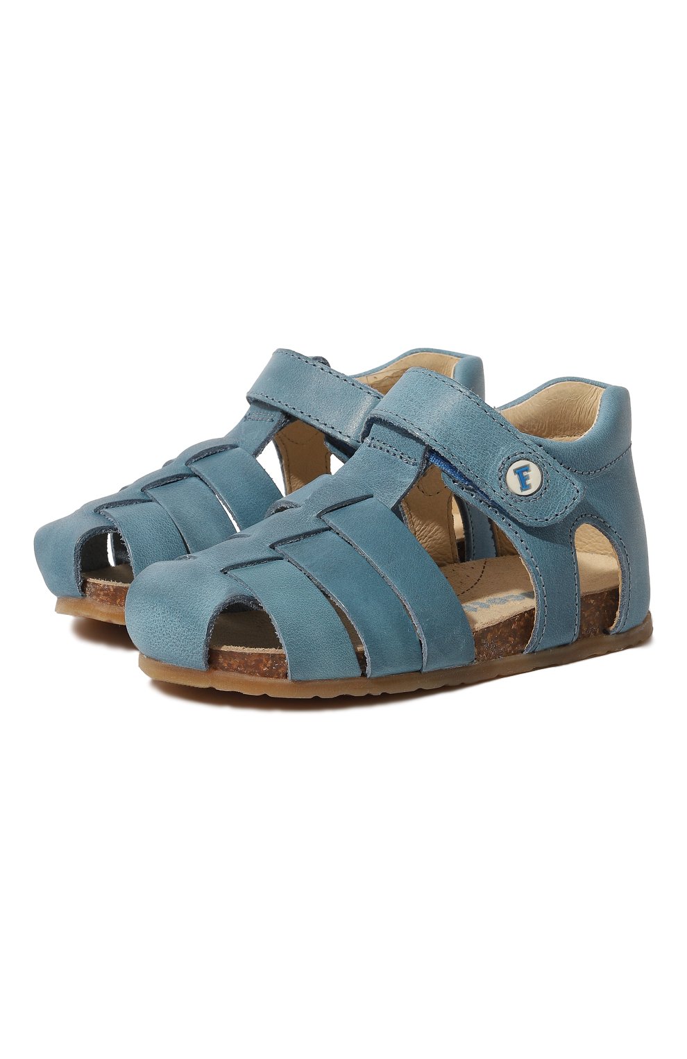 Детские кожаные сандалии FALCOTTO голубого цвета, арт. 1500736/01 | Фото 1 (Материал внутренний: Натуральная кожа)