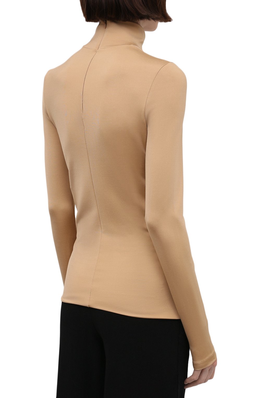Женская водолазка из вискозы JIL SANDER бежевого цвета, арт. JSCT705011-WT397908 | Фото 4 (Женское Кросс-КТ: Водолазка-одежда; Рукава: Длинные; Длина (для топов): Стандартные; Материал внешний: Вискоза; Стили: Минимализм)