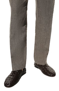 Мужские кожаные слиперы BOTTEGA VENETA темно-коричневого цвета, арт. 620304/VBTR0 | Фото 3 (Материал внутренний: Натуральная кожа; Материал сплава: Проставлено; Нос: Не проставлено; Стили: Кэжуэл)
