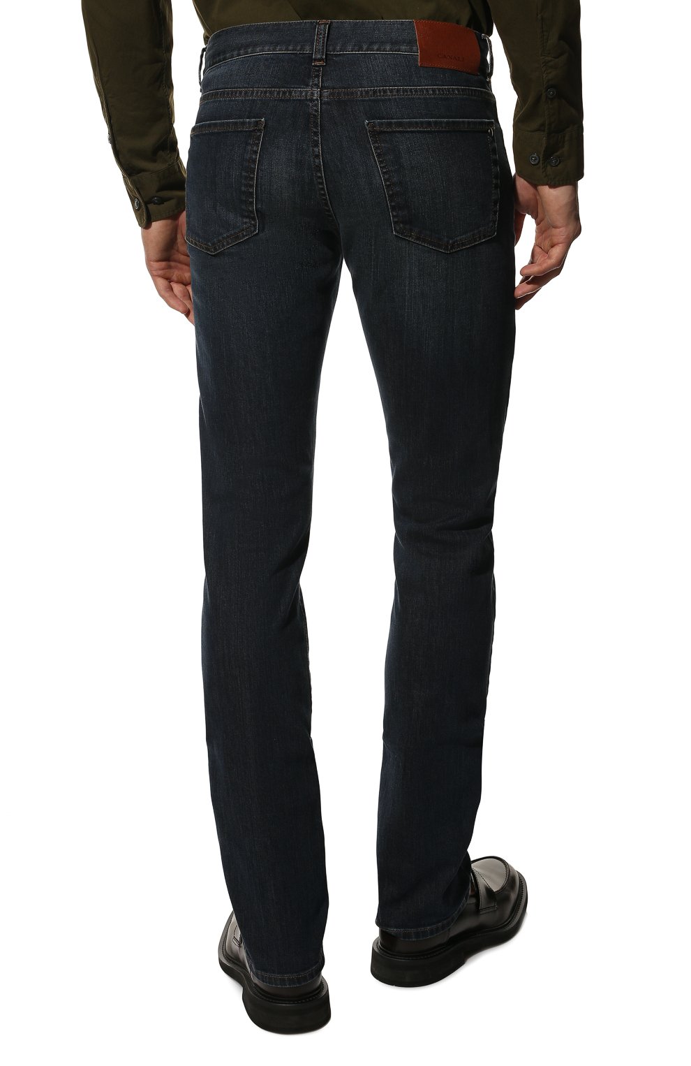 Мужские джинсы CANALI темно-синего цвета, арт. 91700/PD00003 | Фото 4 (Силуэт М (брюки): Прямые; Кросс-КТ: Деним; Длина (брюки, джинсы): Стандартные; Материал внешний: Хлопок; Детали: Потертости; Стили: Кэжуэл)