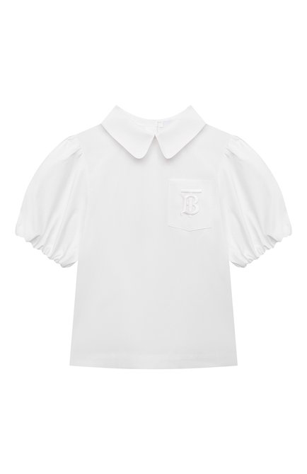 Детское хлопковая блузка BURBERRY белого цвета по цене 20600 руб., арт. 8042927 | Фото 1