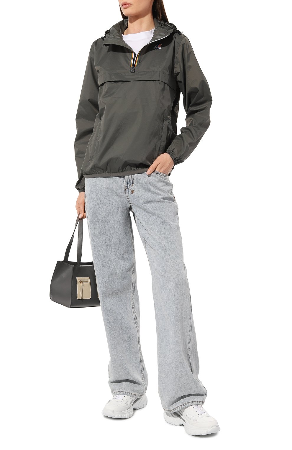 Женская анорак K-WAY темно-бежевого цвета, арт. K61167W | Фото 2 (Кросс-КТ: Куртка; Рукава: Длинные; Материал внешний: Синтетический материал; Материал сплава: Проставлено; Стили: Спорт-шик; Драгоценные камни: Проставлено; Длина (верхняя одежда): Короткие)