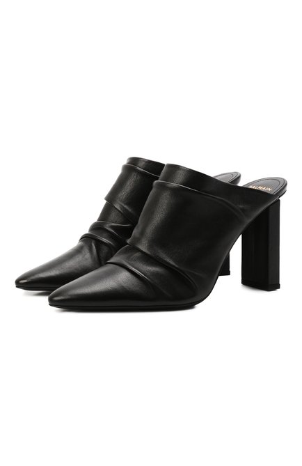 Женские кожаные мюли BALMAIN черного цвета по цене 89950 руб., арт. XN1UR735/LDVL | Фото 1