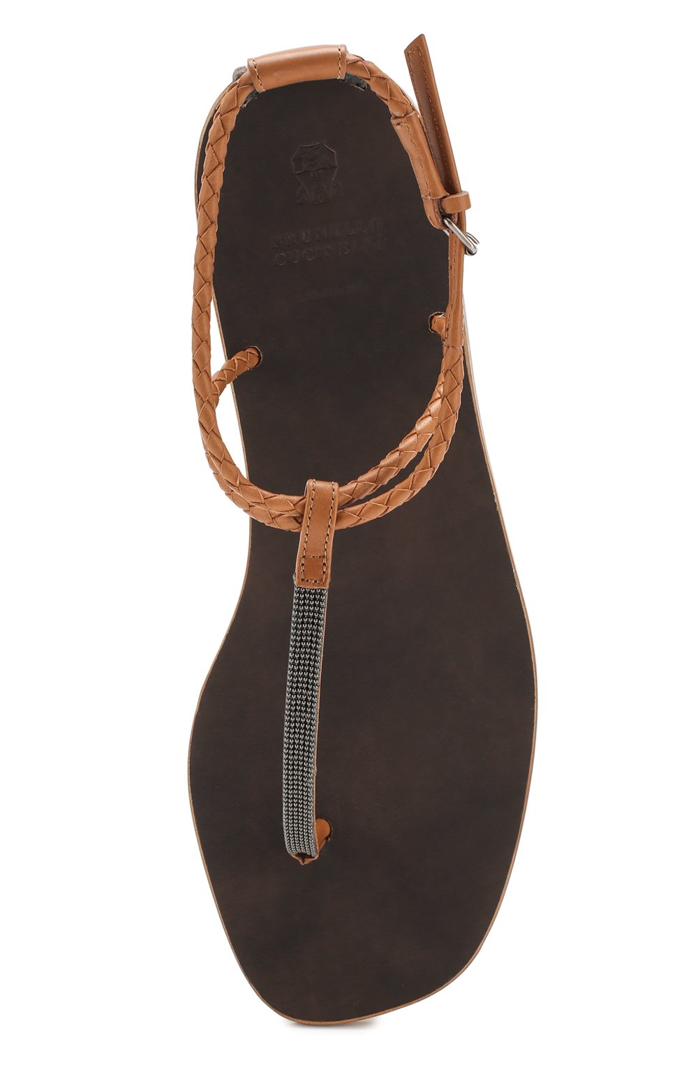 Женские кожаные сандалии BRUNELLO CUCINELLI коричневого цвета, арт. MZBSC1773 | Фото 5 (Подошва: Плоская)