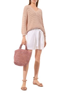 Женская сумка SANS-ARCIDET розового цвета, арт. KAPITY LACY-K/M | Фото 7 (Женское Кросс-КТ: Сумка-пляжные сумки; Материал сплава: Проставлено; Материал: Растительное волокно; Драгоценные камни: Проставлено; Размер: large)