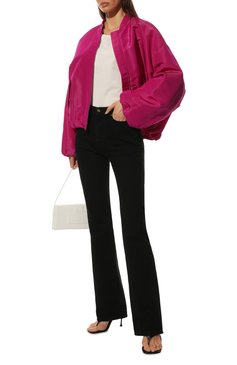Женские джинсы SAINT LAURENT черного цвета, арт. 644332/YL899 | Фото 2 (Длина (брюки, джинсы): Удлиненные; Кросс-КТ: Деним; Силуэт Ж (брюки и джинсы): Расклешенные; Материал внешний: Хлопок, Деним; Стили: Кэжуэл)