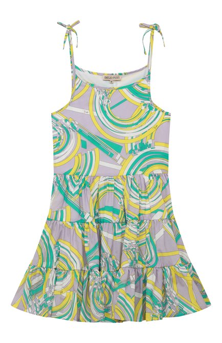 Детское хлопковый сарафан EMILIO PUCCI разноцветного цвета, арт. 9Q1182 | Фото 1 (Рукава: Короткие; Материал внешний: Хлопок; Девочки Кросс-КТ: Сарафан-одежда; Случай: Повседневный; Ростовка одежда: 10 - 11 лет | 140 - 146см, 12 лет | 152 см, 13 - 15 лет | 158 см, 4 года | 104 см, 6 лет | 116 см, 8 лет | 128 см)