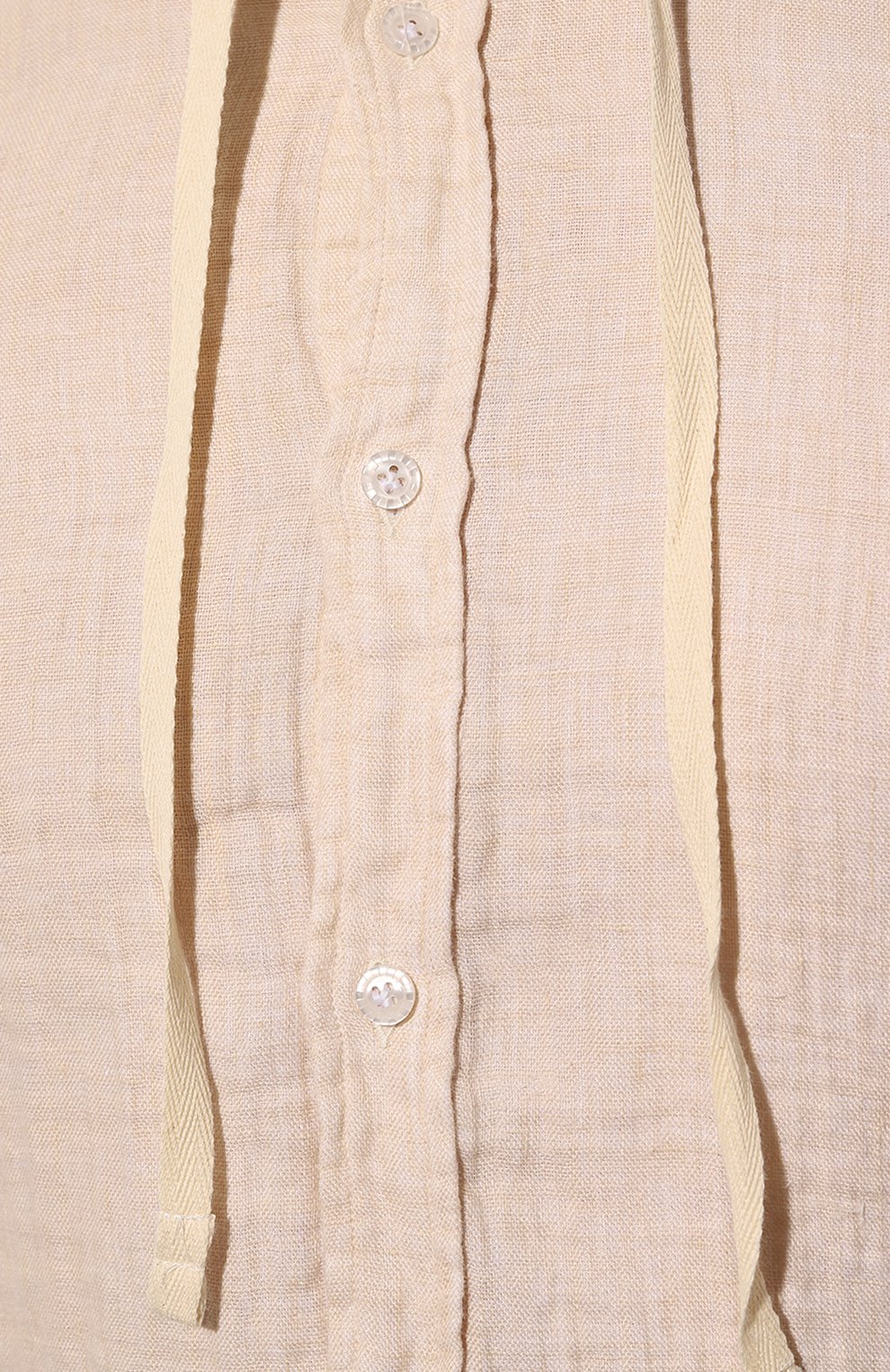 Мужская льняная рубашка SONRISA кремвого цвета, арт. ILS118F/T5136 | Фото 5 (Манжеты: На пуговицах; Воротник: С капюшоном; Рукава: Длинные; Случай: Повседневный; Длина (для топов): Стандартные; Материал сплава: Проставлено; Материал внешний: Лен; Принт: Однотонные; Драгоценные камни: Проставлено; Стили: Кэжуэл)