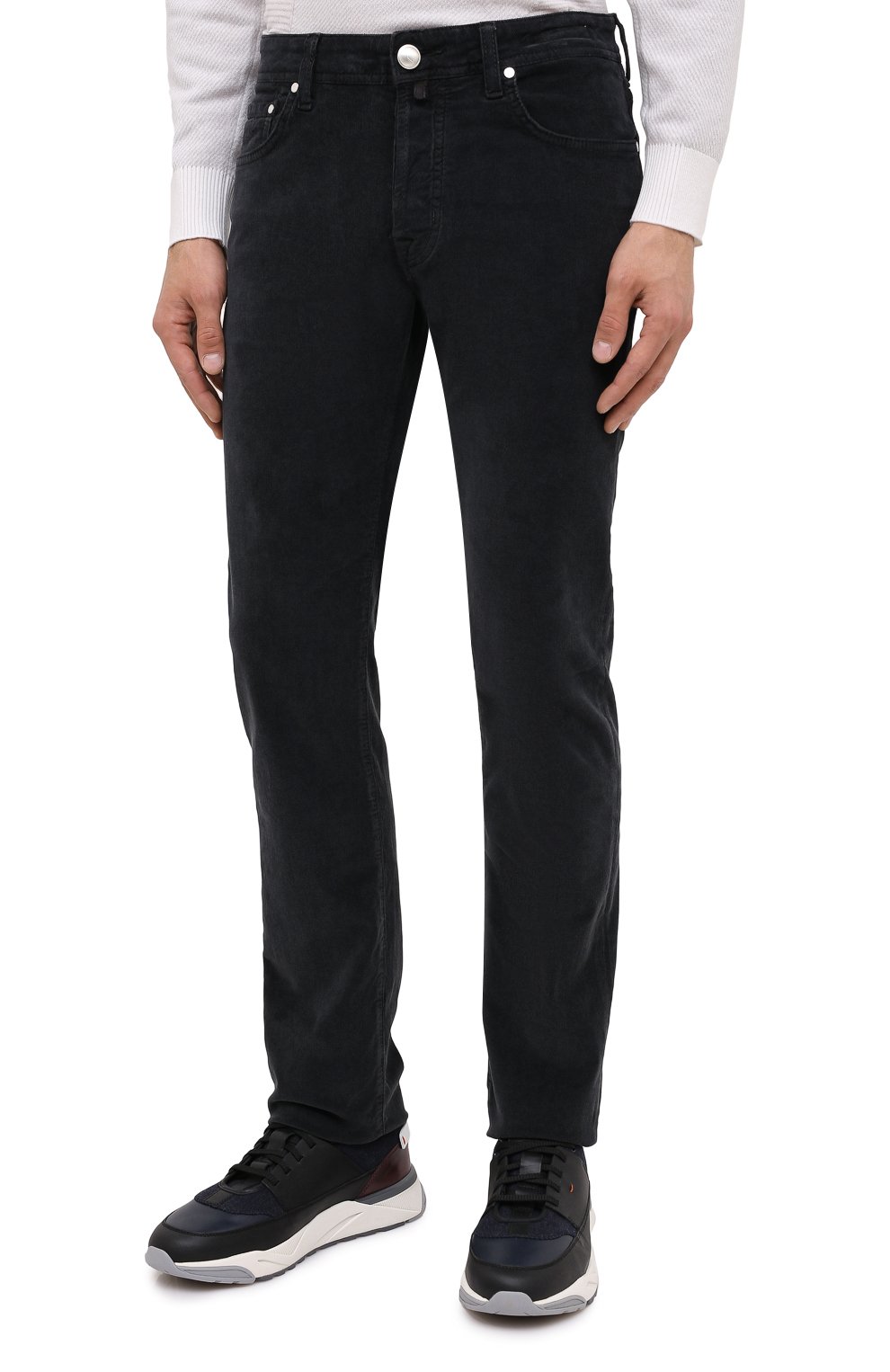 Мужские хлопковые брюки JACOB COHEN черного цвета, арт. J688 C0MF 08805-V/54 | Фото 3 (Длина (брюки, джинсы): Стандартные; Случай: Повседневный; Материал внешний: Хлопок; Стили: Кэжуэл)