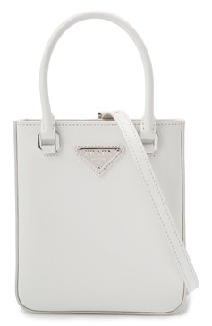 Женская сумка PRADA белого цвета, арт. 1BA331-ZO6-F0009-OOO | Фото 6 (Сумки-технические: Сумки top-handle; Материал: Натуральная кожа; Размер: mini; Ремень/цепочка: На ремешке)