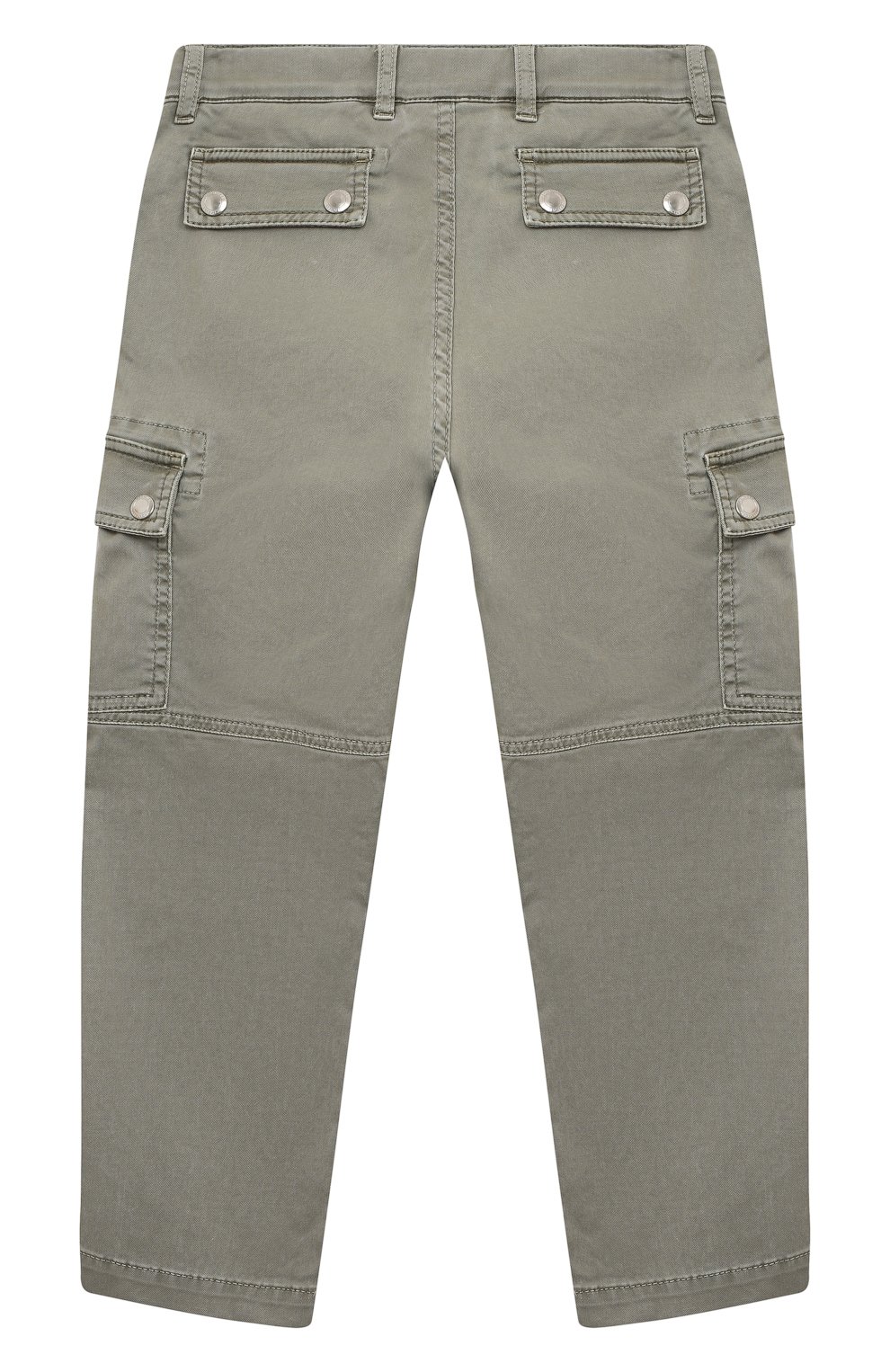 Детские хлопковые брюки-карго BRUNELLO CUCINELLI хаки цвета, арт. B289LP102A | Фото 2 (Материал внешний: Хлопок)