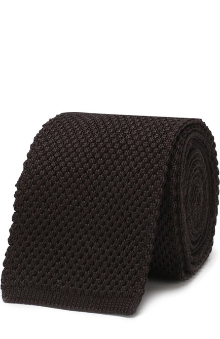 Мужской шелковый вязаный галстук BRIONI коричневого цвета по цене 25600 руб., арт. 090B00/0742J | Фото 1