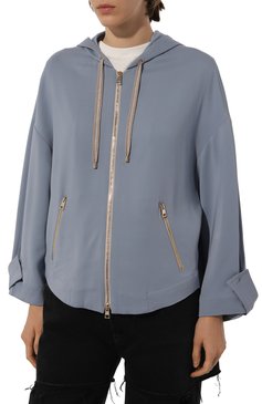 Женская шерстяная куртка LORENA ANTONIAZZI голубого цвета, арт. A2365CP11B/4366 | Фото 3 (Кросс-КТ: Куртка; Материал внешний: Шерсть; Рукава: Длинные; Материал сплава: Проставлено; Драгоценные камни: Проставлено; Длина (верхняя одежда): Короткие; Стили: Кэжуэл)