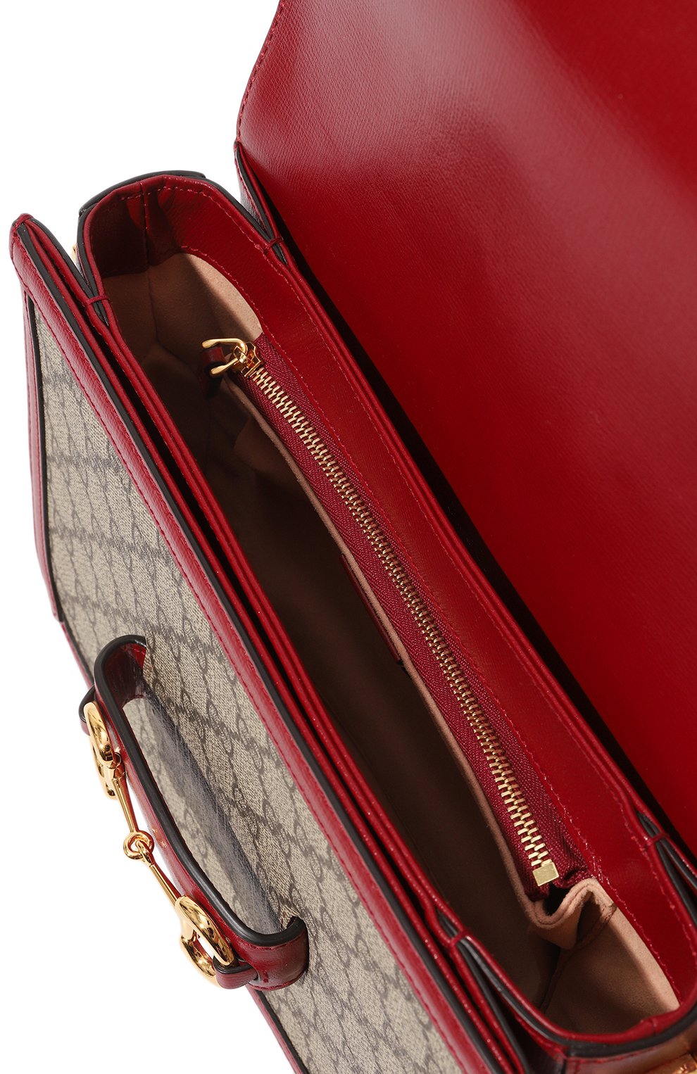 Женская сумка 1955 horsebit small GUCCI красного цвета, арт. 602204 92TCG | Фото 5 (Сумки-технические: Сумки через плечо; Материал: Канва, Натуральная кожа; Размер: small)
