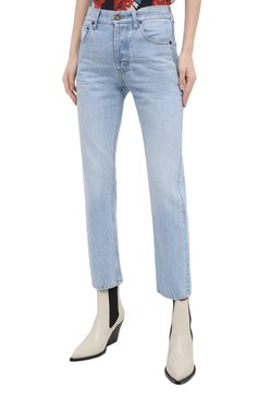 Женские джинсы SAINT LAURENT голубого цвета, арт. 648437/Y35AB | Фото 3 (Кросс-КТ: Деним; Длина (брюки, джинсы): Стандартные; Силуэт Ж (брюки и джинсы): Прямые; Стили: Гранж; Региональные ограничения белый список (Axapta Mercury): RU; Материал внешний: Хлопок)