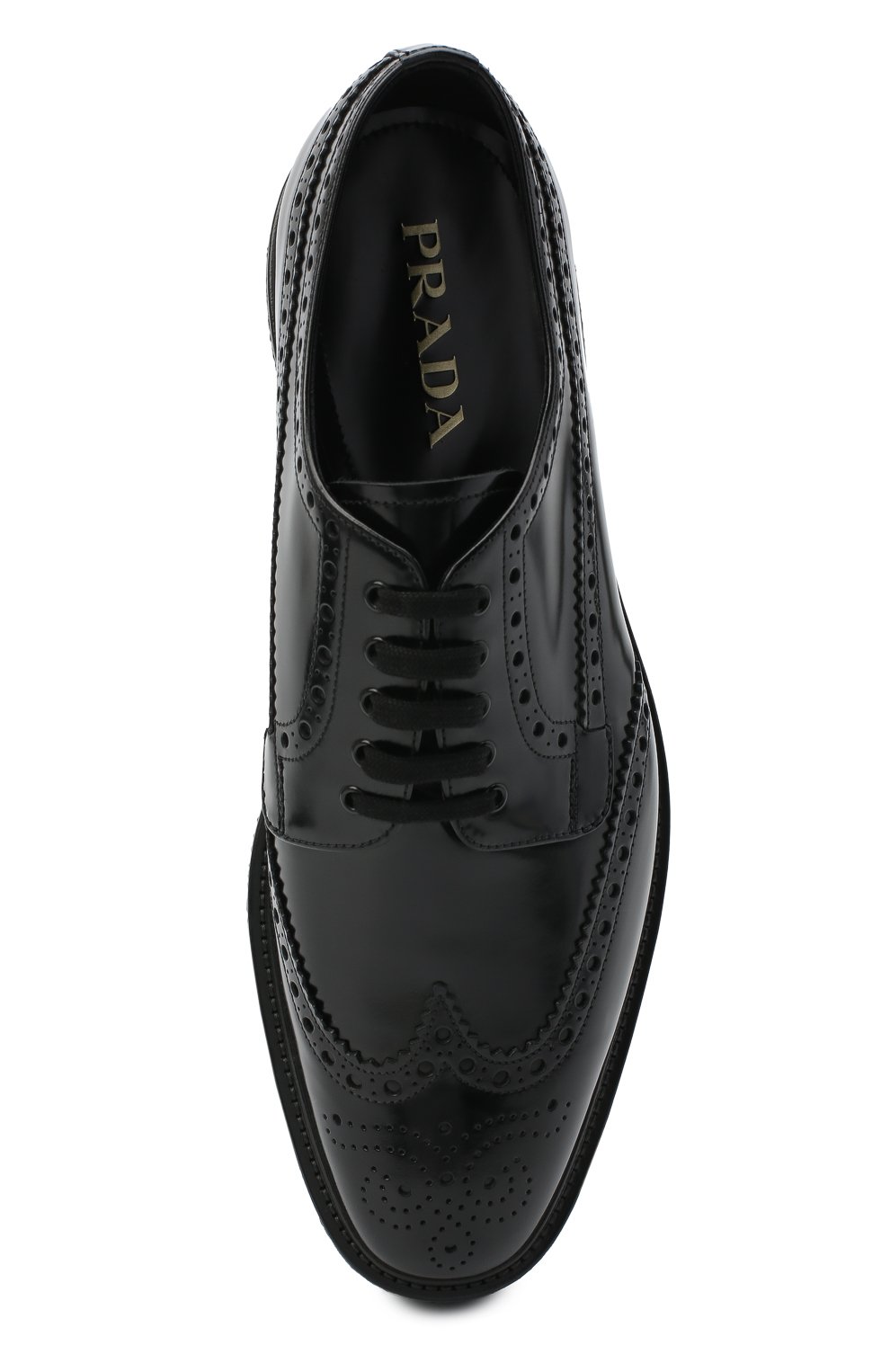 Мужские кожаные дерби PRADA черного цвета, арт. 2EG015-P39-F0002-X020 | Фото 5 (Мужское Кросс-КТ: Броги-обувь; Стили: Классический)