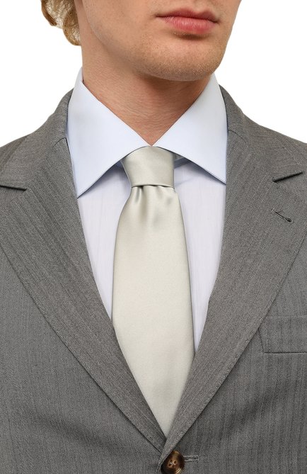 Мужской шелковый галстук BROUBACK серого цвета, арт. TIE 8CM/SS23 | Фото 2 (Материал: Шелк, Текстиль; Нос: Не проставлено; Материал сплава: Проставлено; Принт: Без принта)