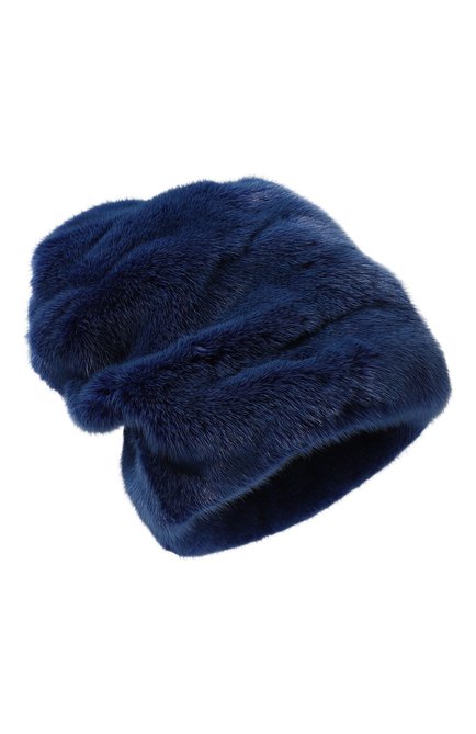 Женская шапка из меха норки шарпей FURLAND синего цвета, арт. 0204100110207600000 | Фото 1 (Материал: Натуральный мех)