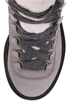 Детские кожаные ботинки BRUNELLO CUCINELLI серебряного цвета, арт. BZMILZG026 | Фото 4 (Материал внутренний: Натуральная кожа)