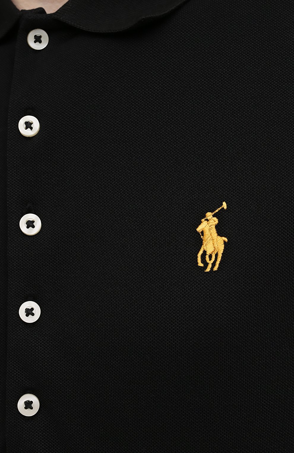 Хлопковое поло Polo Ralph Lauren 211857287, цвет чёрный, размер 44 - фото 5