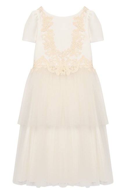 Детское хлопковое платье RHEA COSTA белого цвета по цене 48050 руб., арт. BBY091/10-14 | Фото 1