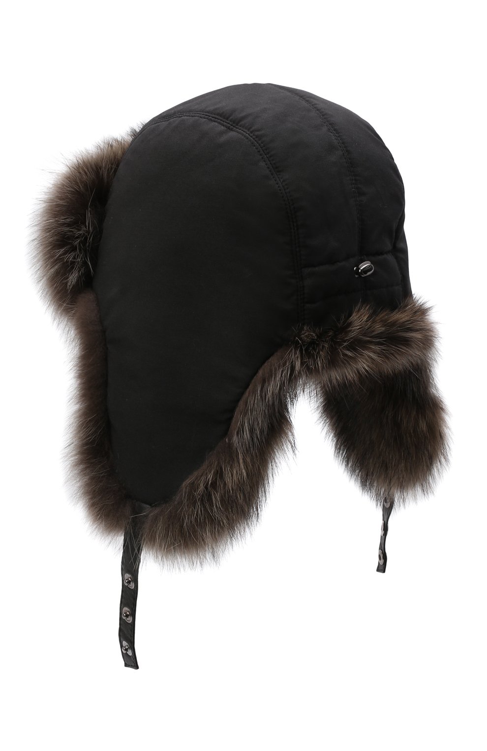 Мужская шапка-ушанка из меха енота FURLAND коричневого цвета, арт. 0056412310001300004 | Фото 2 (Материал: Текстиль, Натуральный мех)