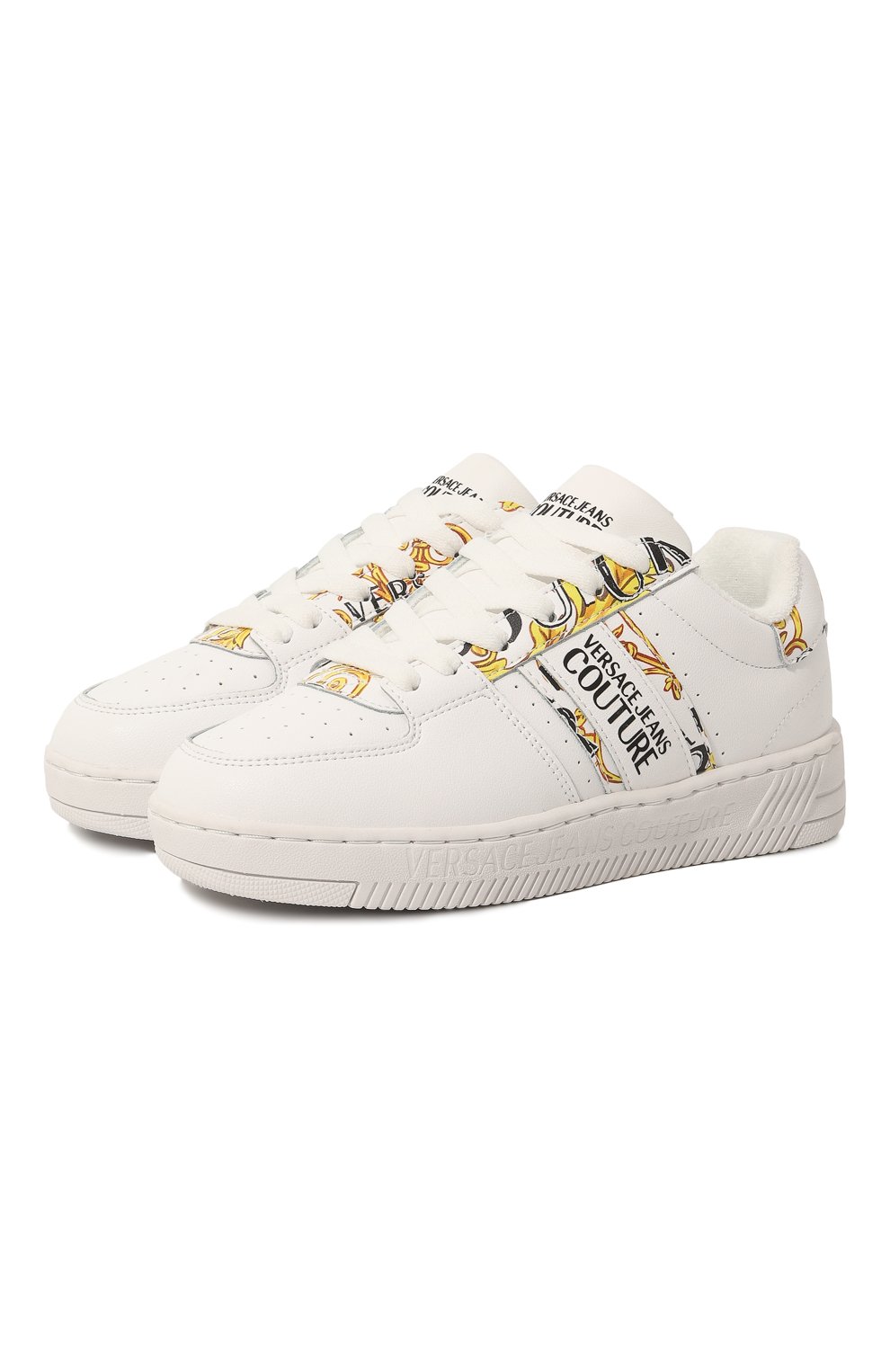 Женские белые кожаные кеды VERSACE JEANS COUTURE купить в интернет-магазинеЦУМ, арт. 74VA3SJ7/ZP208/35