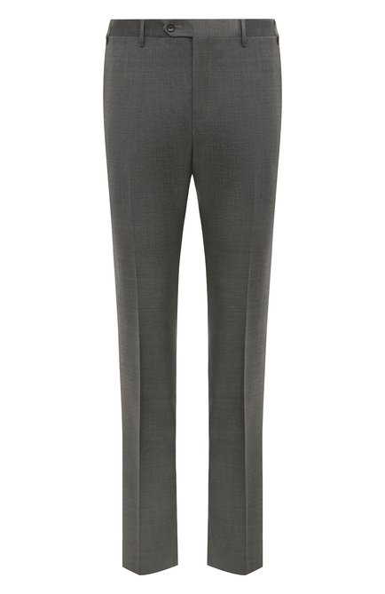 Мужские шерстяные брюки CORNELIANI серого цвета, арт. 935B02-9317087 | Фото 1 (Длина (брюки, джинсы): Стандартные; Материал внешний: Шерсть; Материал сплава: Про ставлено; Драгоценные камни: Проставлено)