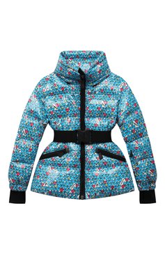 Детская пуховая куртка MONCLER голубого цвета, арт. G2-957-1A54V-10-595GB/4-6A | Фото 1 (Кросс-КТ: Зима; Девочки Кросс-КТ: Пуховик-верхняя одежда; Рукава: Длинные; Материал внешний: Синтетический материал; Материал сплава: Проставлено; Материал подклада: Синтетический материал; Драгоценные камни: Проставлено; Материал утеплителя: Пух и перо; Ростовка одежда: 4 года | 104 см, 5 лет | 110 см, 6 лет | 116 см)