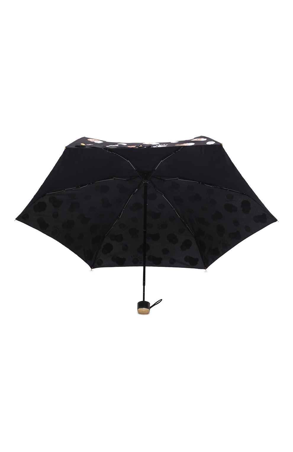 Женский складной зонт MOSCHINO черного цвета, арт. 8202-SUPERMINI | Фото 3 (Материал: Текстиль, Синтетический материал, Металл)