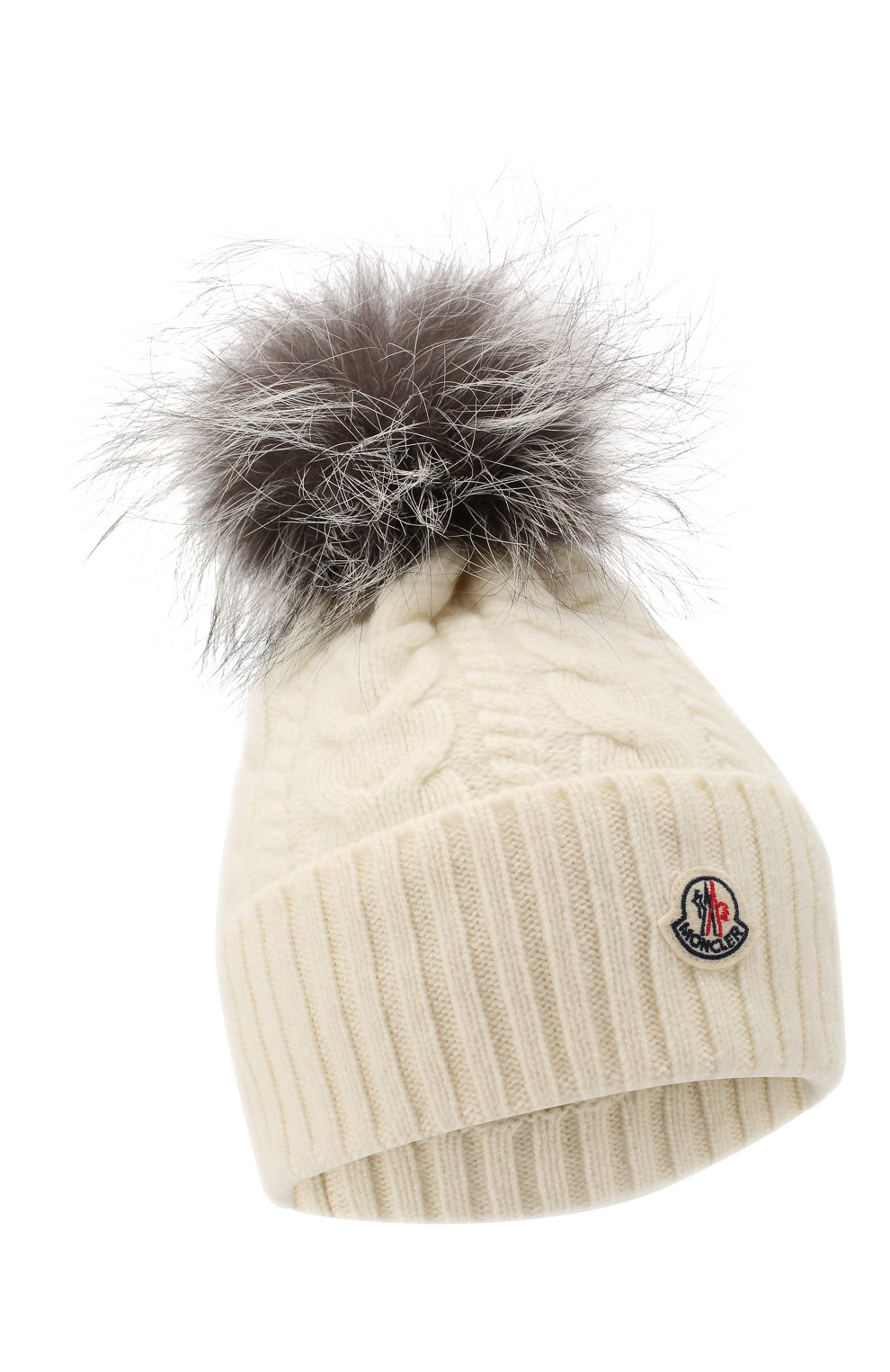 Женская шапка из смеси шерсти и кашемира MONCLER белого цвета, арт. E2-093-99608-10-948AK | Фото 1 (Материал: Текстиль, Кашемир, Шерсть; Статус проверки: Проверено, Проверена категория)
