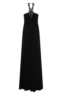 Женское платье из вискозы ROBERTO CAVALLI черного цвета, арт. FQR129/JV006 | Фото 1 (Случай: Вечерний; Рукава: На бретелях; Материал сплава: Проставлено, Проверено; Материал внешний: Вискоза; Статус проверки: Проверено, Проверена категория; Длина Ж (юбки, платья, шорты): Макси; Драгоценные камни: Проставлено; Материал подклада: Шелк; Женское Кросс-КТ: Платье-одежда)