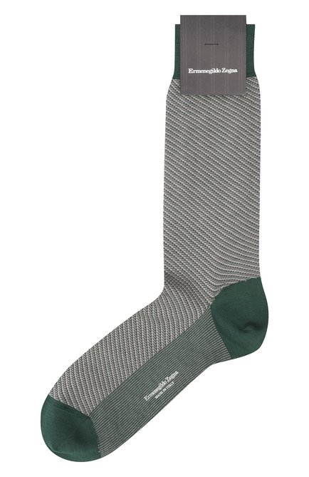Мужские хлопковые носки ERMENEGILDO ZEGNA зеленого цвета, арт. N5V404950 | Фото 1 (Материал внешний: Хлопок; Кросс-КТ: бельё)