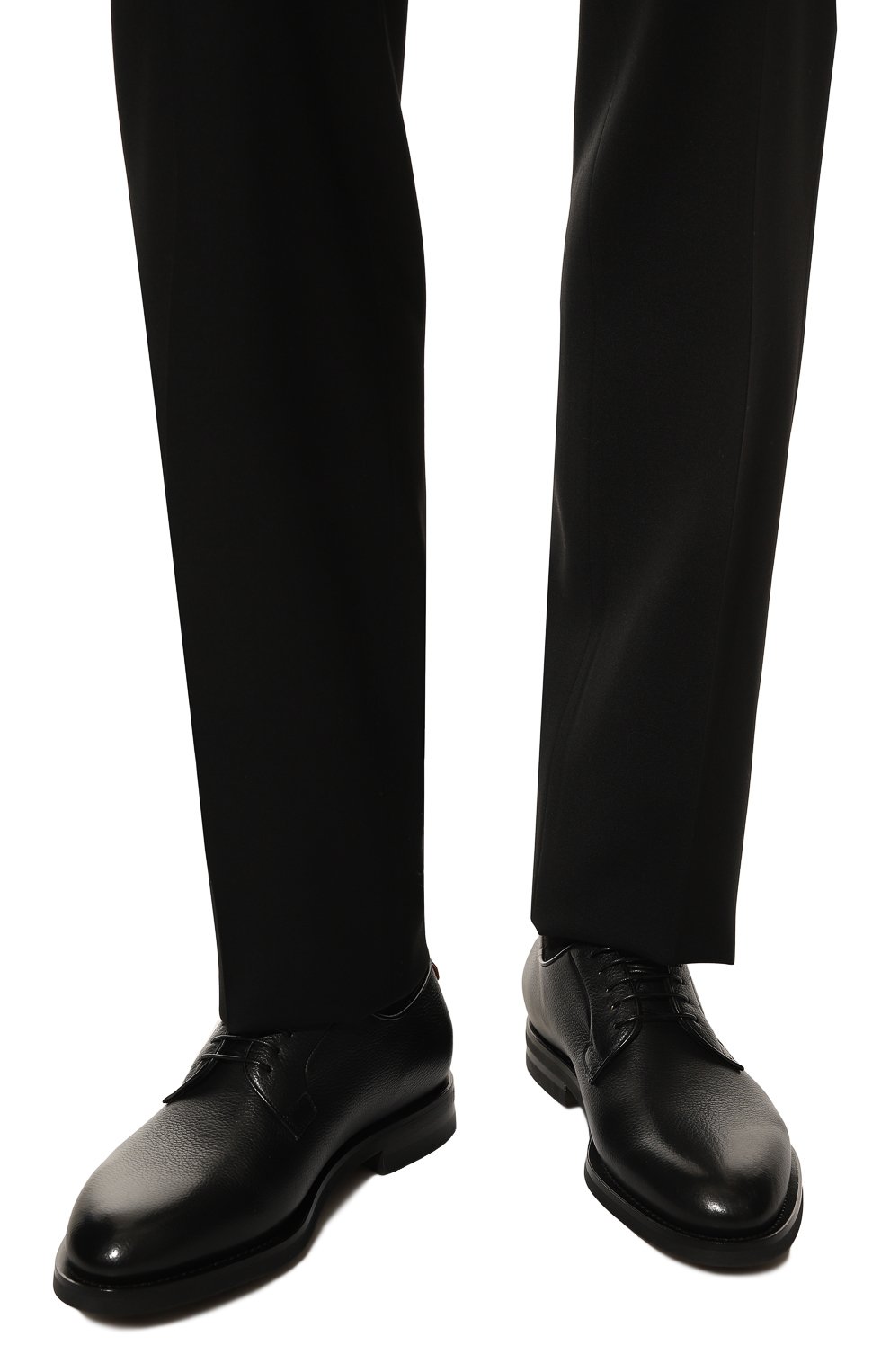 Мужские кожаные дерби SANTONI черного цвета, арт. MCCG17837PI2HSDSN01 | Фото 3 (Материал внутренний: Натуральная кожа; Стили: Классический)