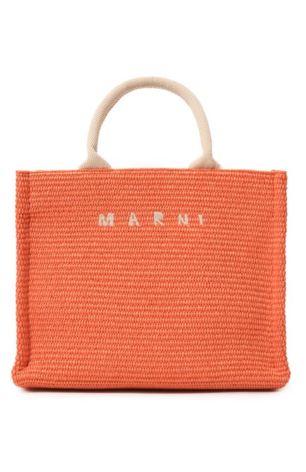 Женский сумка-тоут basket small MARNI оранжевого цвета, арт. SHMP0077U0/P3860 | Фото 1 (Сумки-технические: Сумки-шоп перы; Материал: Текстиль)