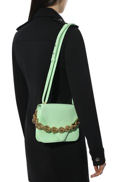 Женская сумка mount small BOTTEGA VENETA светло-зеленого цвета, арт. 667399/V12M0 | Фото 8 (Сумки-технические: Сумки через плечо; Материал: Натуральная кожа; Ремень/цепочка: На ремешке; Размер: small)