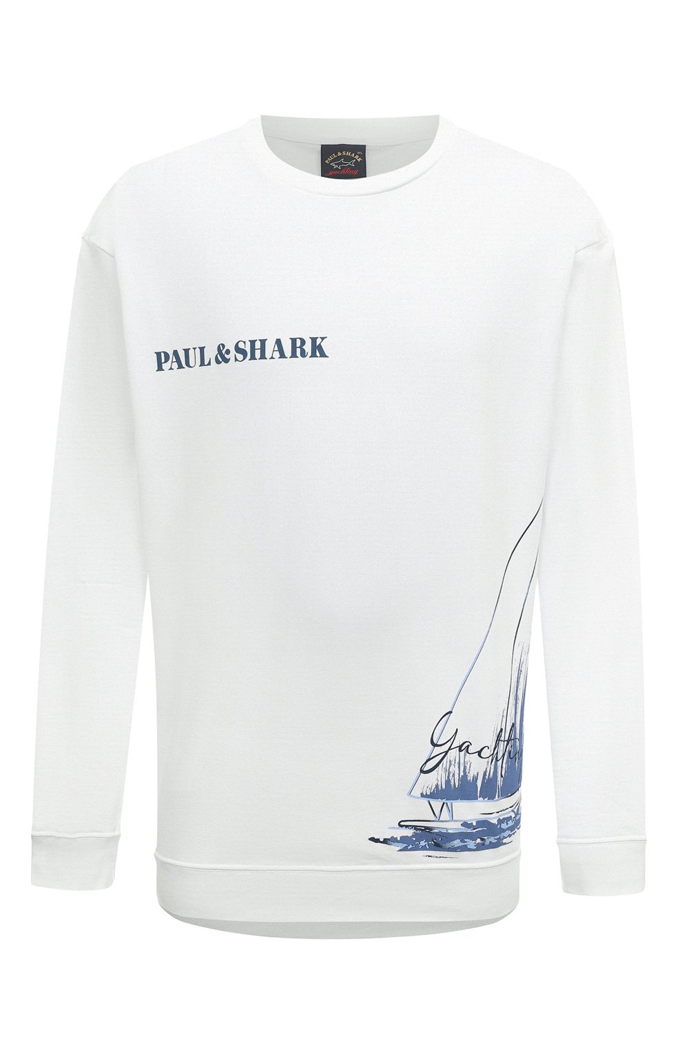 Хлопковый свитшот Paul&Shark 23411842/3XL-6XL, цвет белый, размер 56
