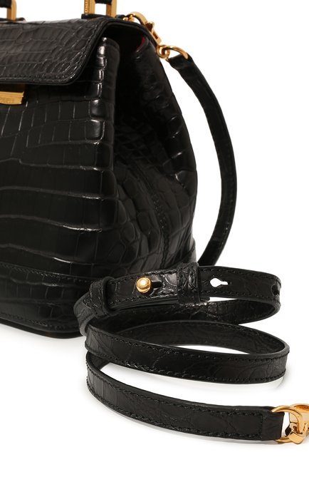 Женская сумка liza из кожи крокодила RUBEUS MILANO черного цвета, арт. 001/16D 061216 | Фото 2 (Ремень/цепочка: На ремешке; Материал: Экзотическая кожа, Натуральная кожа; Размер: mini)
