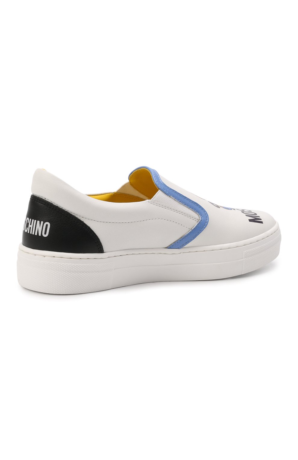 Мужского кожаные слипоны MOSCHINO белого цвета, арт. 70307/KIPS/GINEV./KIPS/KIPS/28-35 | Фото 3 (Региональные ограничения белый список (Axapta Mercury): Не проставлено; Нос: Не проставлено)