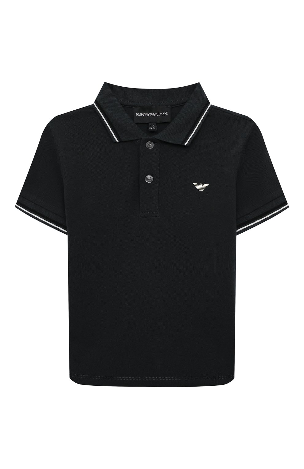 Детское хлопковое поло EMPORIO ARMANI темно-зеленого цвета, арт. 8N4FB3/1JPTZ | Фото 1 (Рукава: Короткие; Материал сплава: Проставлено; Материал внешний: Хлопок; Драгоценные камни: Проставлено)