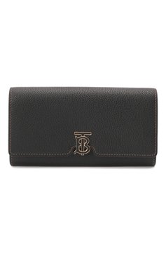 Женские кожаный кошелек BURBERRY черного цвета, арт. 8049212 | Фото 1 (Материал: Натуральная кожа)
