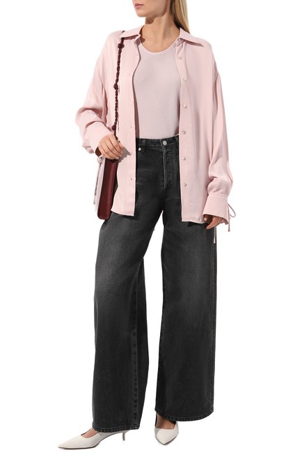 Женская рубашка из вискозы AERON розового цвета, арт. AW24RSSH155475061 | Фото 2 (Длина (для топов): Удлиненные; Материал внешний: Вискоза; Драгоценные камни: Проставлено; Материал сплава: Проставлено; Рукава: Длинные)
