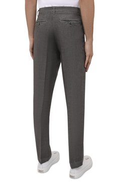 Мужские льняные брюки 120% LINO серого цвета, арт. V0M2411/0253/S00 | Фото 4 (Силуэт М (брюки): Чиносы; Длина (брюки, джинсы): Стандартные; Случай: Повседневный; Материал �внешний: Лен; Стили: Кэжуэл)