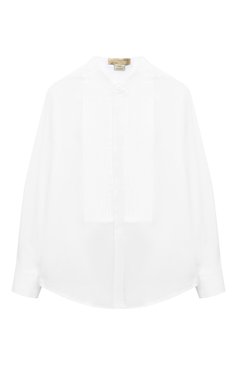 Детская хлопковая рубашка STELLA MCCARTNEY белого цвета, арт. TT5P20 | Фото 1 (Рукава: Длинные; Материал сплава: Проставлено; Материал внешний: Хлопок; Стили: Классический; Драгоценные камни: Проставлено)