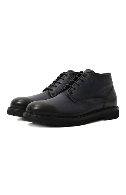 Мужские кожаные ботинки W.GIBBS темно-синего цвета по цене 69950 руб., арт. 2035016/LUNA FUR | Фото 1